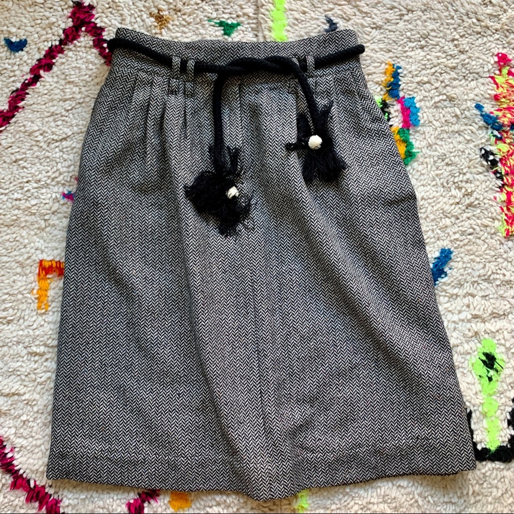 Herringbone wool skirt
